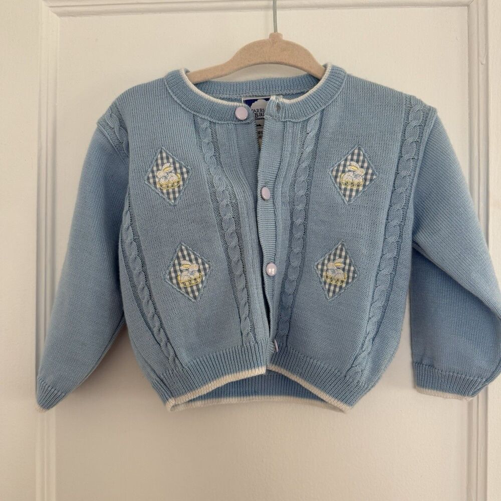 Carriage Boutiques Cardigan Blue Argyle Knit Button Sweater 9M Vintage